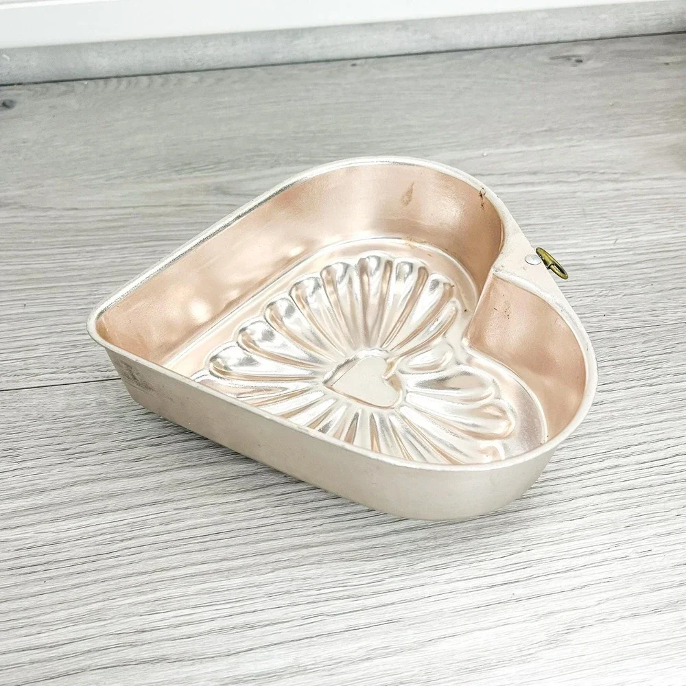 Vintage Copper Heart Jello Mold: 1960s Kitchen Wall Decor